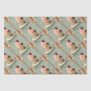 Vintage French Pink Cupcake Birthday Tea Party Tissue Paper
