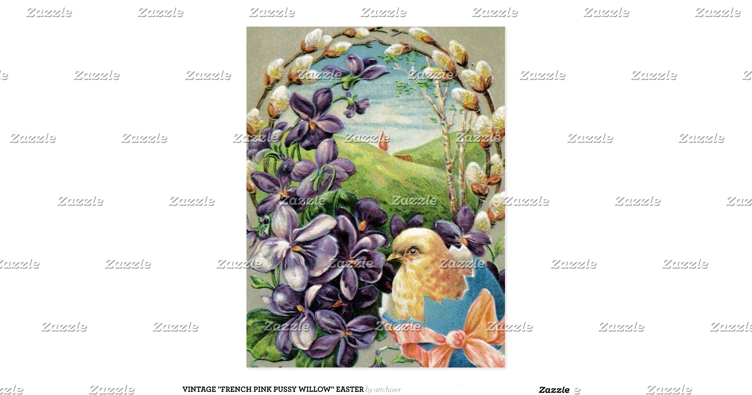 vintage_french_pink_pussy_willow_easter_postcard ...
