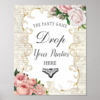 Vintage French Pink Roses Drop Panty Shower Game 