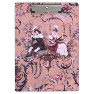Vintage French Pink Toile Victorian Style Floral Clipboard