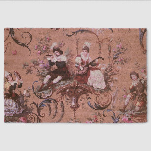 Vintage French Pink Toile Victorian Style Floral Fiber Doormat