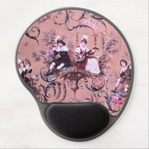 Vintage French Pink Toile Victorian Style Floral Gel Mouse Pad