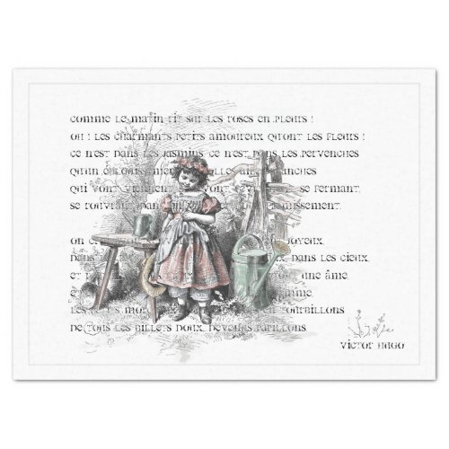 Vintage French Poem Garden Girl Tissue Paper