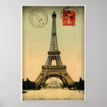 Vintage French Postcard Eiffel Tower Paris France Poster at Zazzle