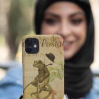 Vintage French Postcard Frog Riding Bicycle Rose