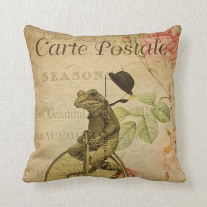 Vintage French Postcard Frog Riding Bicycle 