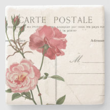 Vintage French Postcard Pink Rose