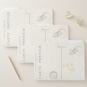 Vintage French Postcard Postmarked File Folders