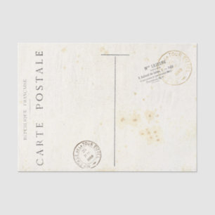 Vintage French Postcard Postmarked Tissue Paper