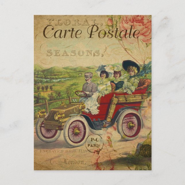 Vintage French Postcard, Retro Car  Postcard (Front)