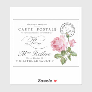 VINTAGE FRENCH POSTCARD TRANSPARENT STICKER
