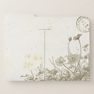 Vintage French Postcard Wildflower File Folders