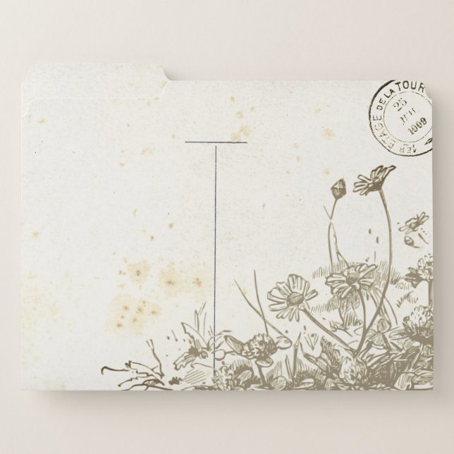 Vintage French Postcard Wildflower File Folders (Front Left)