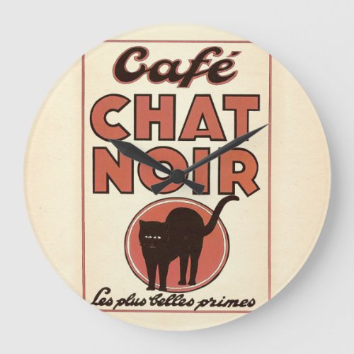 Vintage french poster Caf chat noir Large Clock