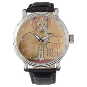 Vintage French Poster Style Orange Cat Watch