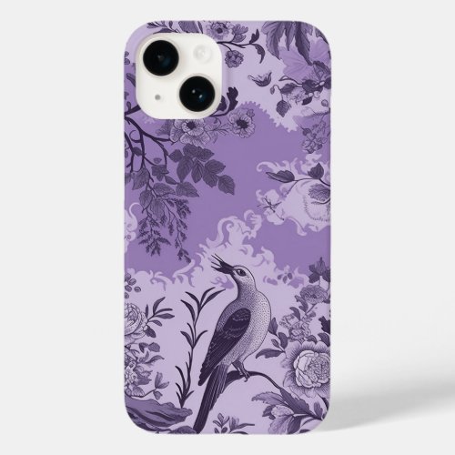 Vintage French Purple Toile Fleurie Case_Mate iPhone 14 Case