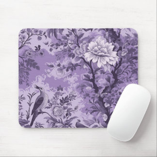 Vintage French Purple Toile Fleurie Mouse Pad
