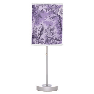 Vintage French Purple Toile Fleurie Table Lamp