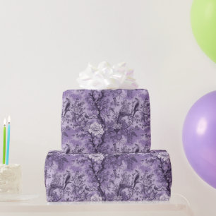 Vintage French Purple Toile Fleurie Wrapping Paper