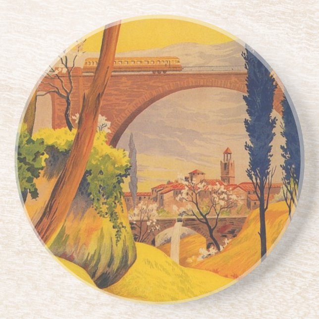 Vintage French Railroad Travel Coaster (Front)