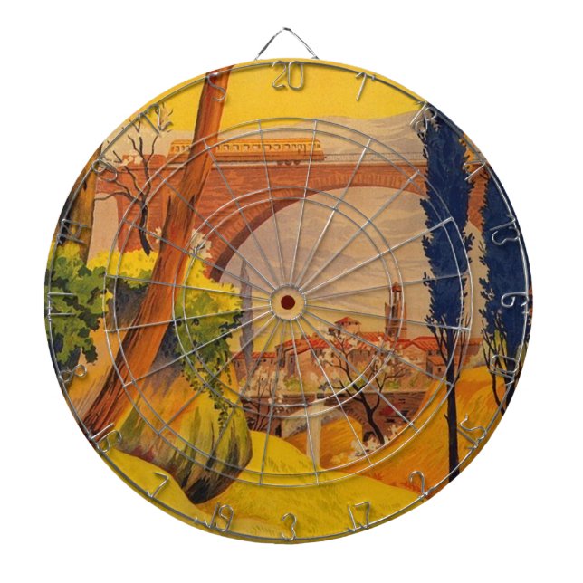 Vintage French Railroad Travel Dartboard (Front)