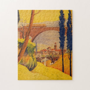 Vintage French Railroad Travel Illustration Art Jigsaw Puzzle