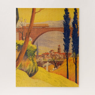 Vintage French Railroad Travel Illustration Art Jigsaw Puzzle