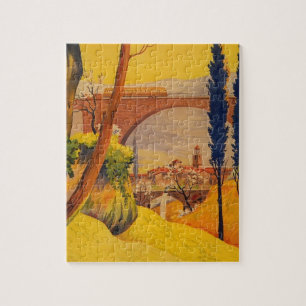 Vintage French Railroad Travel Illustration Art Jigsaw Puzzle