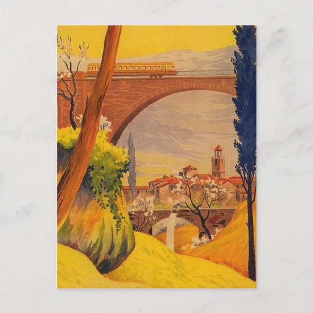 Vintage French Railroad Travel Postcard (Front)