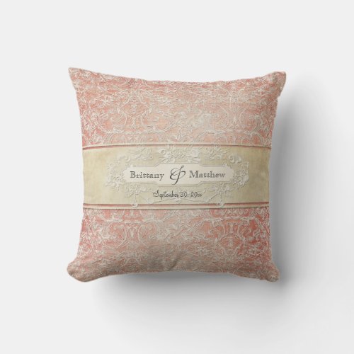 Vintage French Regency Lace Etched Wedding Throw Pillow