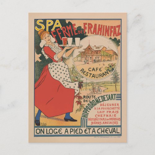 Vintage French Restaurant Cafe Travel Postcard