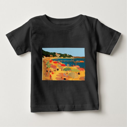 Vintage French Riviera Beach Baby T_Shirt