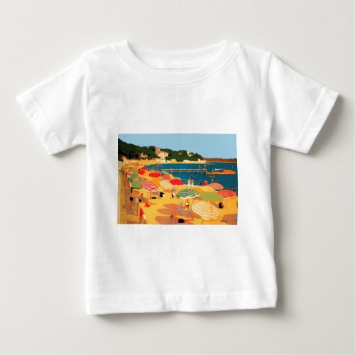 Vintage French Riviera Beach Baby T_Shirt