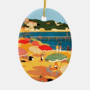 Vintage French Riviera Beach Ceramic Ornament