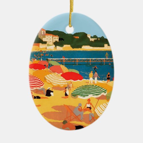 Vintage French Riviera Beach Ceramic Ornament