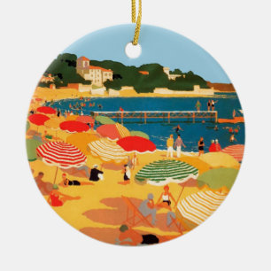Vintage French Riviera Beach Ceramic Ornament