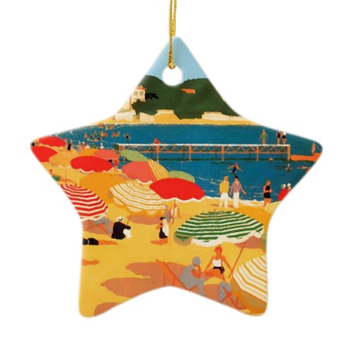 Vintage French Riviera Beach Ceramic Ornament