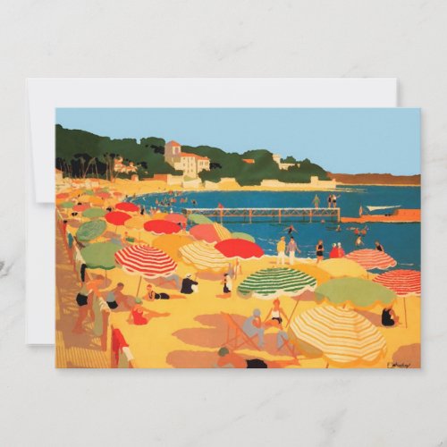 Vintage French Riviera Beach Flat Card