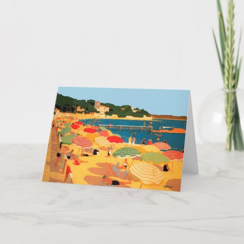 Vintage French Riviera Beach Holiday Card
