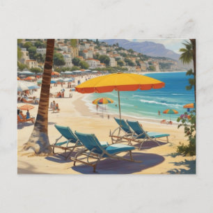 Vintage French Riviera Beach Holiday Postcard
