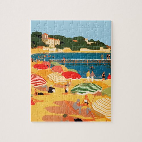 Vintage French Riviera Beach Jigsaw Puzzle