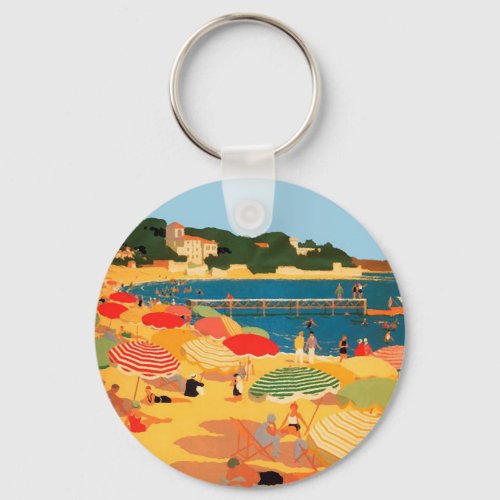 Vintage French Riviera Beach Keychain