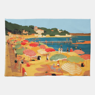 Vintage French Riviera Beach Kitchen Towel