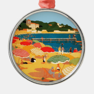 Vintage French Riviera Beach Metal Ornament