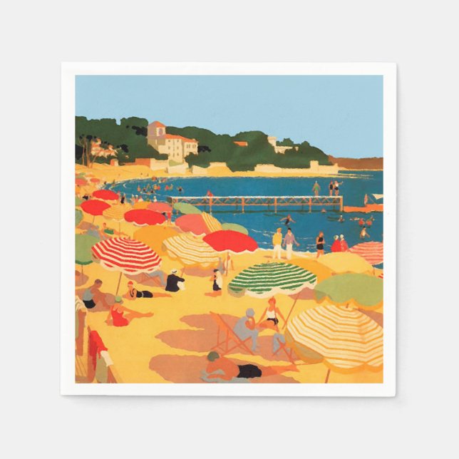 Vintage French Riviera Beach Napkins (Front)
