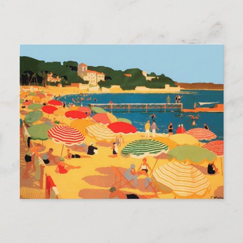 Vintage French Riviera Beach Postcard