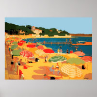 Vintage French Riviera Beach Poster
