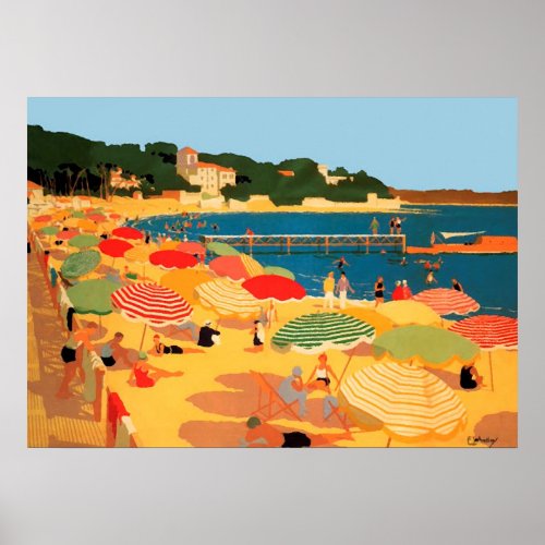 Vintage French Riviera Beach Poster