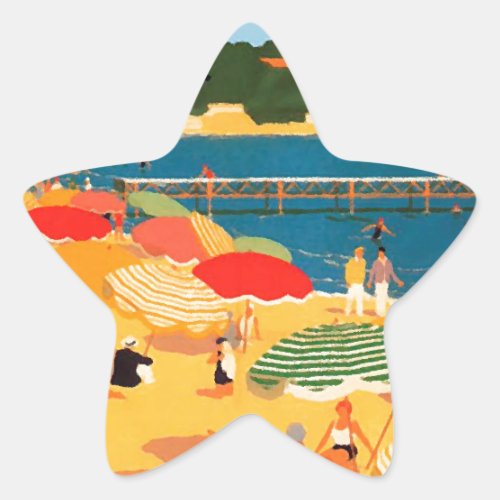 Vintage French Riviera Beach Star Sticker
