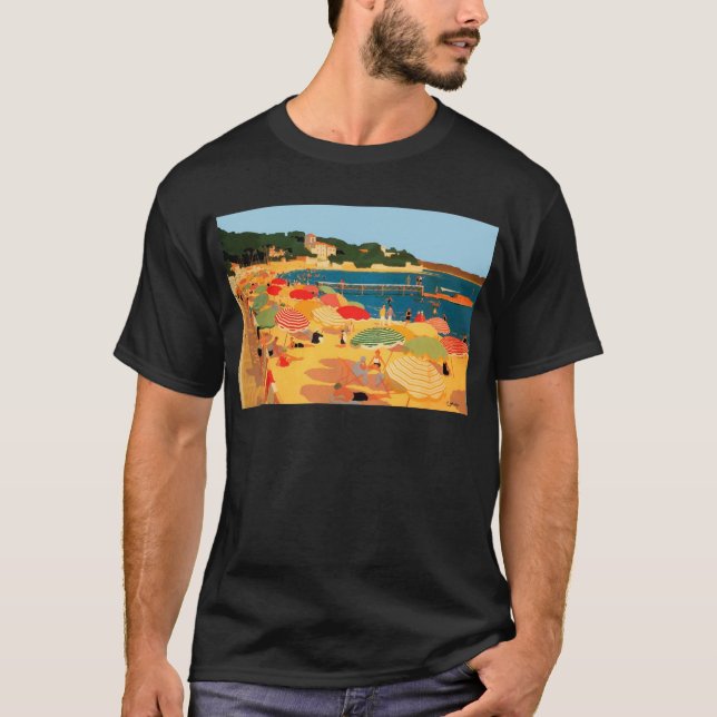 Vintage French Riviera Beach T-Shirt (Front)